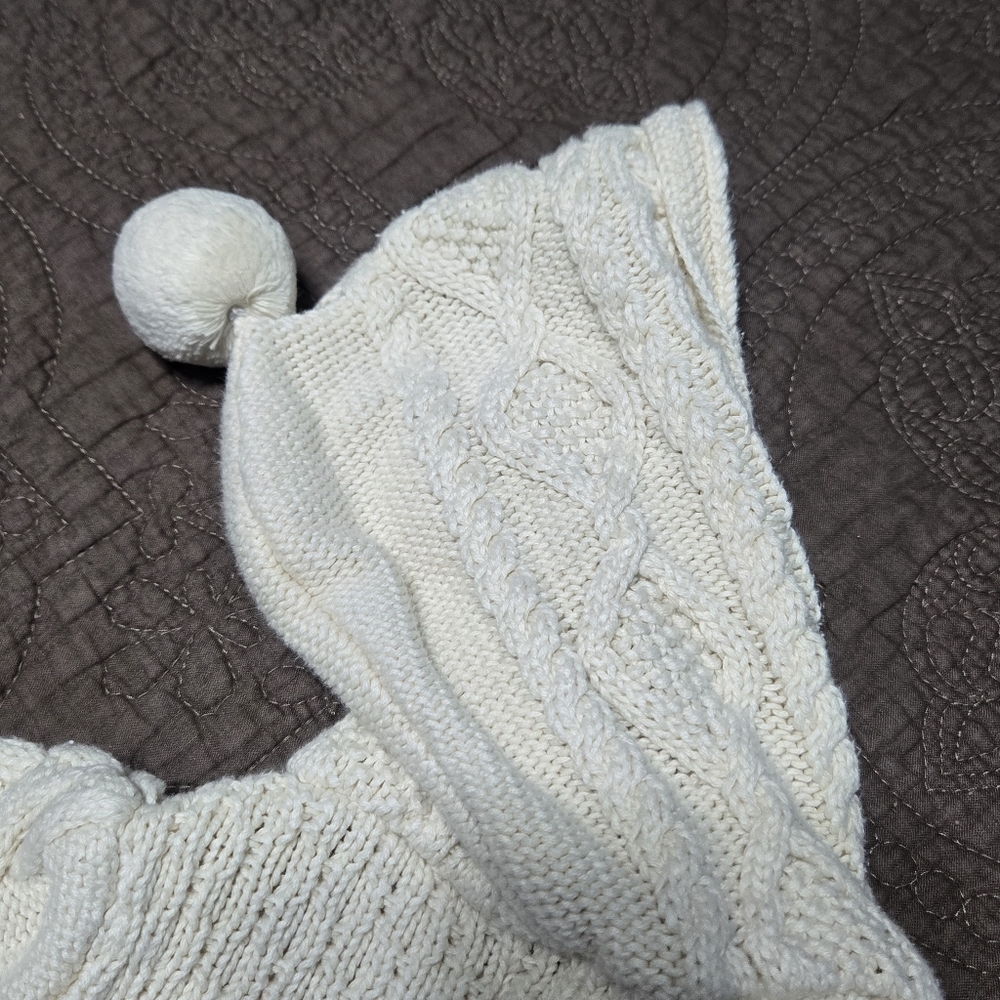 Ralph Lauren cable knit jacket attached hood embroidered pony ivory baby girl 6M - Picture 8 of 9